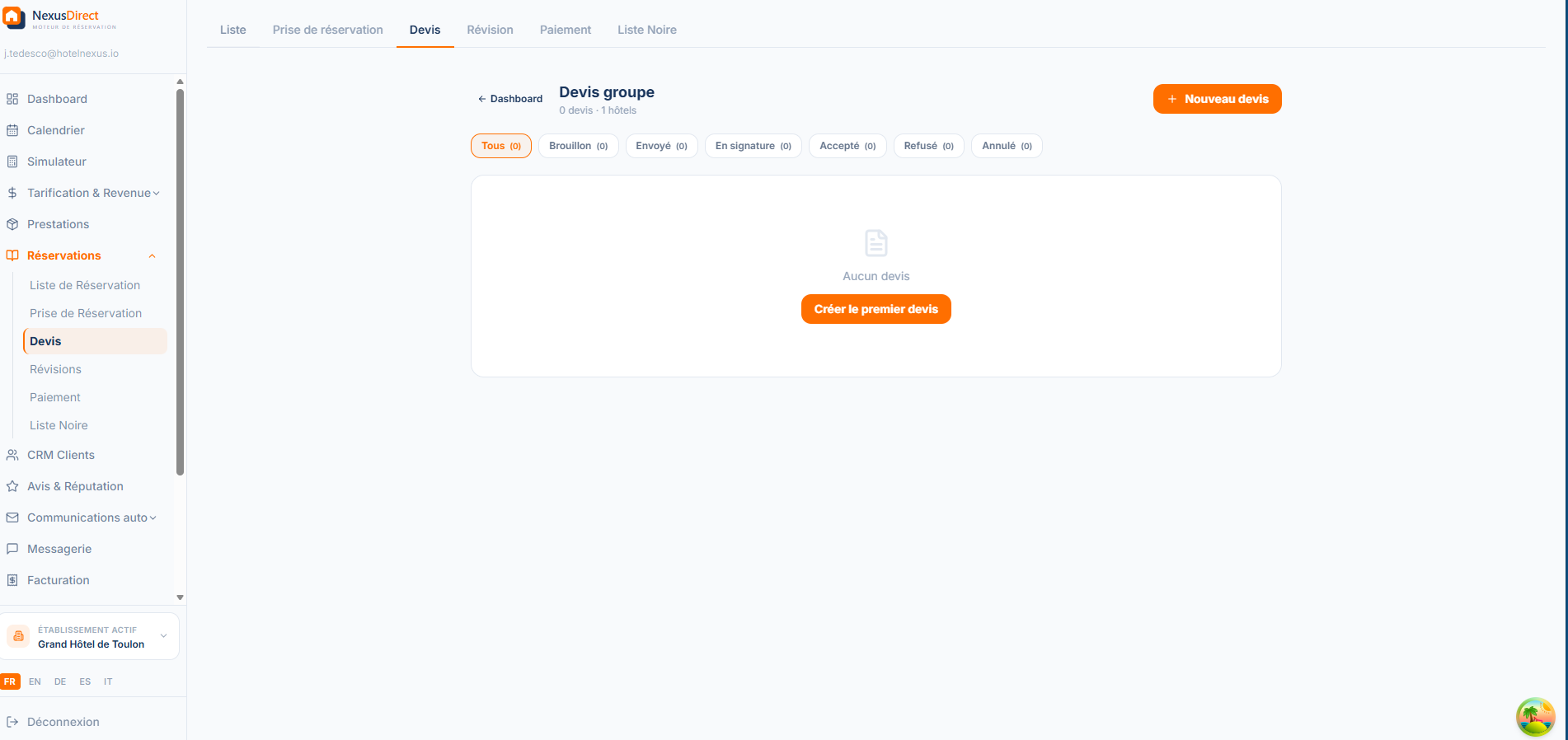 Devis Groupe — NexusDirect Back Office Manager